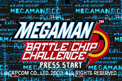 Mega Man Battle Chip Challenge title screen for GameBoy Advance